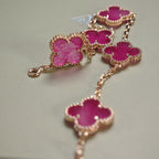 [LUXE JEWELRY]NEW CLOVER 5 MOTIFS PINK ENAMEL BRACELET