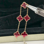 [LUXE JEWELRY]NEW CLOVER 5 MOTIFS PINK ENAMEL BRACELET