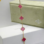 [LUXE JEWELRY]NEW CLOVER 5 MOTIFS PINK ENAMEL BRACELET