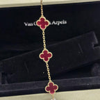 [LUXE JEWELRY]NEW CLOVER 5 MOTIFS PINK ENAMEL BRACELET