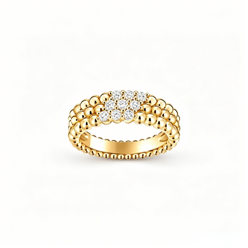 [LUXE JEWELRY] THREE-ROW DIAMOND RING