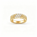 [LUXE JEWELRY] THREE-ROW DIAMOND RING