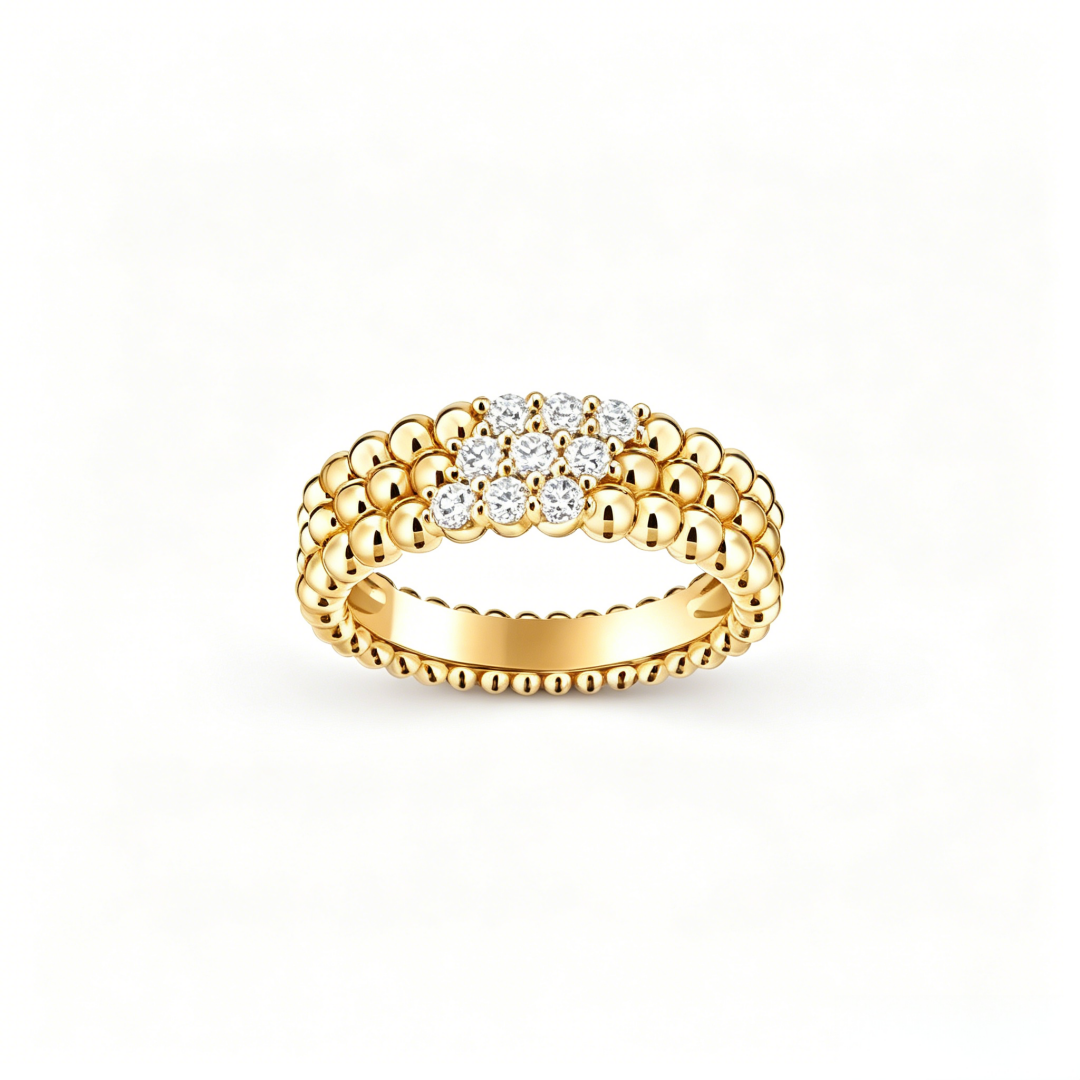 [LUXE JEWELRY] THREE-ROW DIAMOND RING