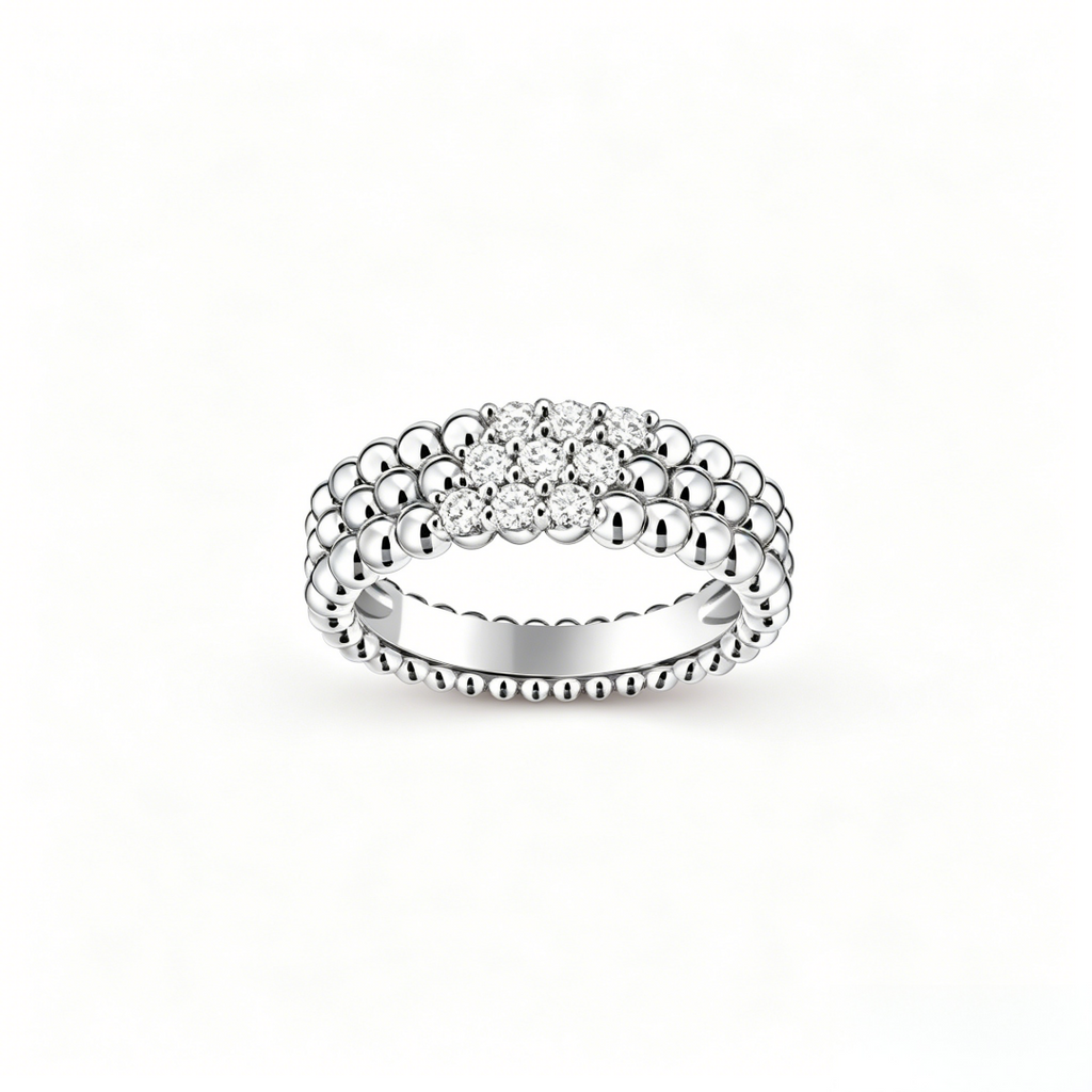 [LUXE JEWELRY] THREE-ROW DIAMOND RING