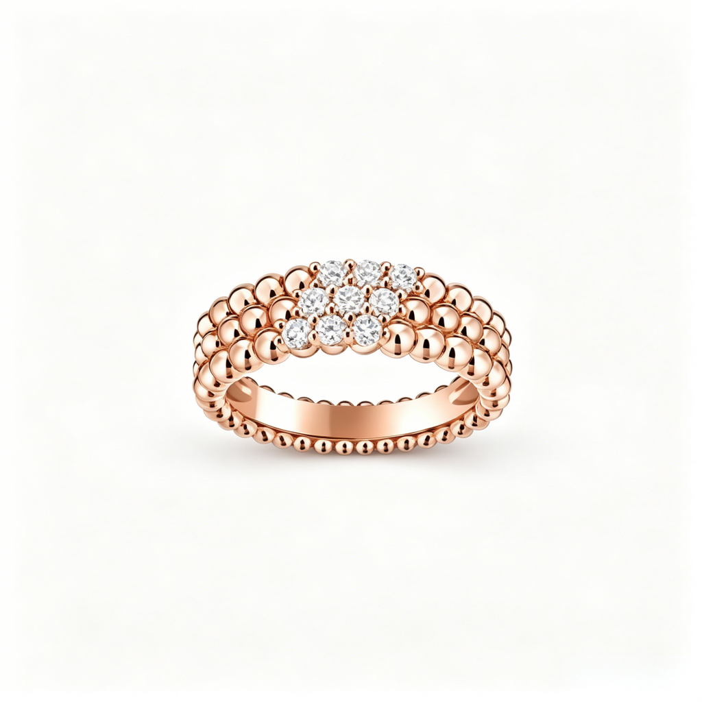 [LUXE JEWELRY] THREE-ROW DIAMOND RING
