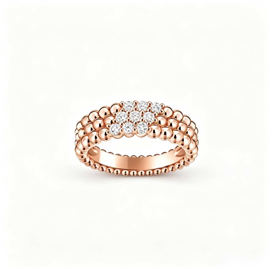 [LUXE JEWELRY] THREE-ROW DIAMOND RING