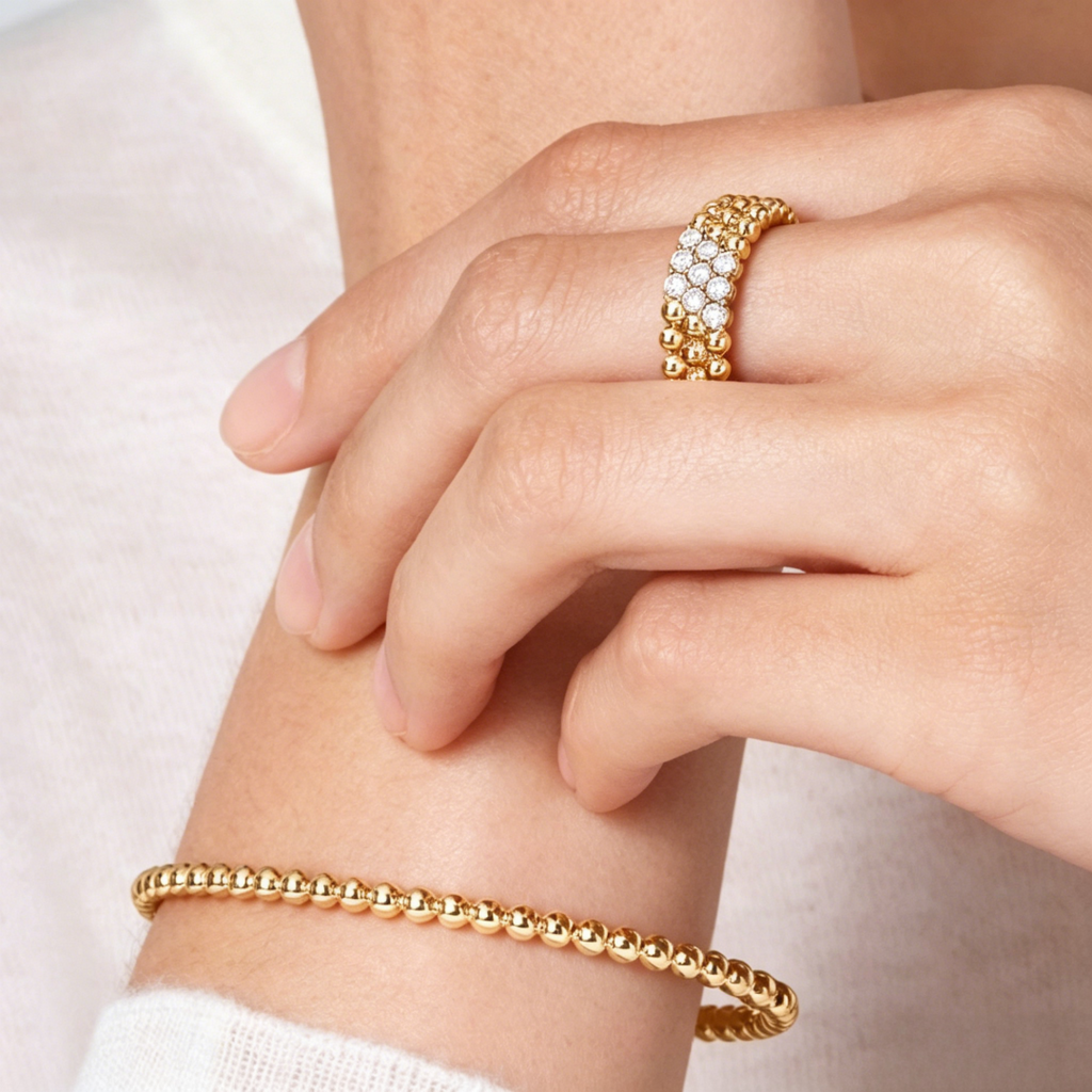 [LUXE JEWELRY] THREE-ROW DIAMOND RING