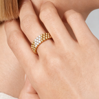 [LUXE JEWELRY] THREE-ROW DIAMOND RING