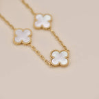 [LUXE JEWELRY]CLOVER WHITE PEARL MOP 5 MOTIF BRACELET COLLECTION