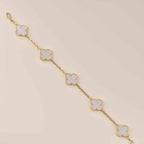 [LUXE JEWELRY]CLOVER WHITE PEARL MOP 5 MOTIF BRACELET COLLECTION