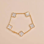 [LUXE JEWELRY]CLOVER WHITE PEARL MOP 5 MOTIF BRACELET COLLECTION