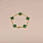 [LUXE JEWELRY] CLOVER 5 MOTIF MALACHITE BRACELET COLLECTION