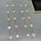 [LUXE JEWELRY]CLOVER 10 MOTIFS PINK MOP NECKLACE