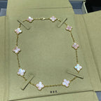 [LUXE JEWELRY]CLOVER 10 MOTIFS PINK MOP NECKLACE