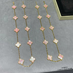 [LUXE JEWELRY]CLOVER 10 MOTIFS PINK MOP NECKLACE