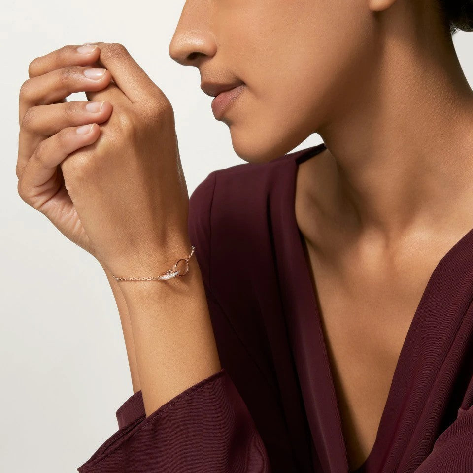 [LUXE JEWELRY] LOVE DOUBLE RING HALF DIAMOND BRACELET