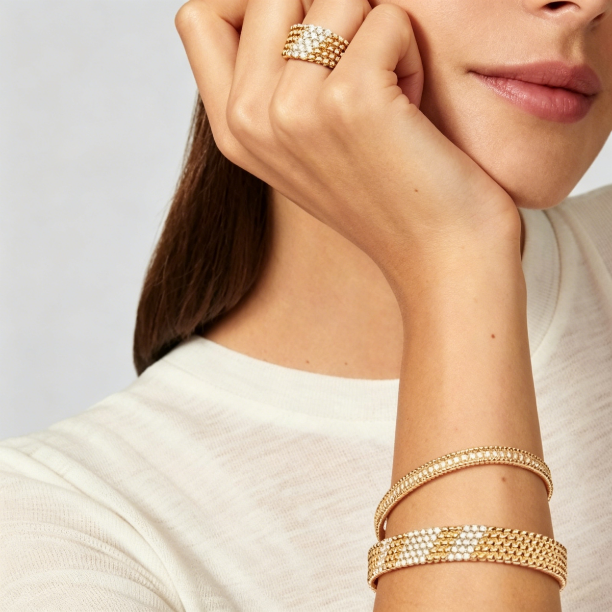 [LUXE JEWELRY]  FIVE-ROW DIAMOND BRACELET