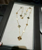 [LUXE JEWELRY]DETACHABLE CLOVER 15(11+4) FLOWER ROSE GOLD NECKLACE SET