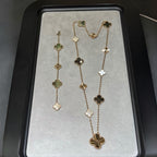 [LUXE JEWELRY]DETACHABLE CLOVER 15(11+4) FLOWER ROSE GOLD NECKLACE SET