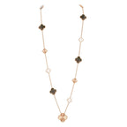 [LUXE JEWELRY]DETACHABLE CLOVER 15(11+4) FLOWER ROSE GOLD NECKLACE SET