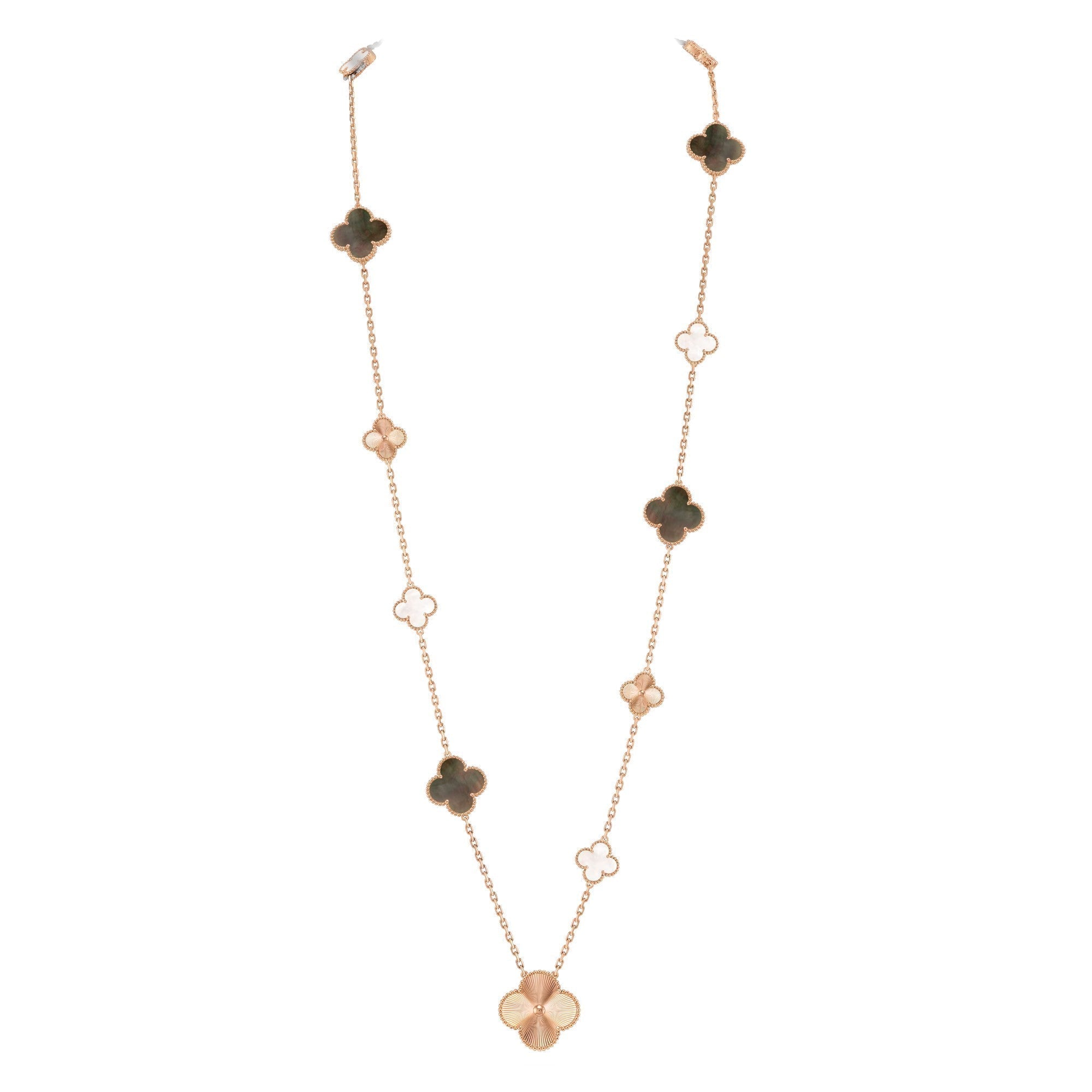[LUXE JEWELRY]DETACHABLE CLOVER 15(11+4) FLOWER ROSE GOLD NECKLACE SET