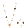 [LUXE JEWELRY]DETACHABLE CLOVER 15(11+4) FLOWER ROSE GOLD NECKLACE SET