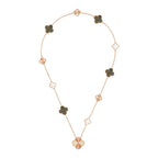 [LUXE JEWELRY]DETACHABLE CLOVER 15(11+4) FLOWER ROSE GOLD NECKLACE SET