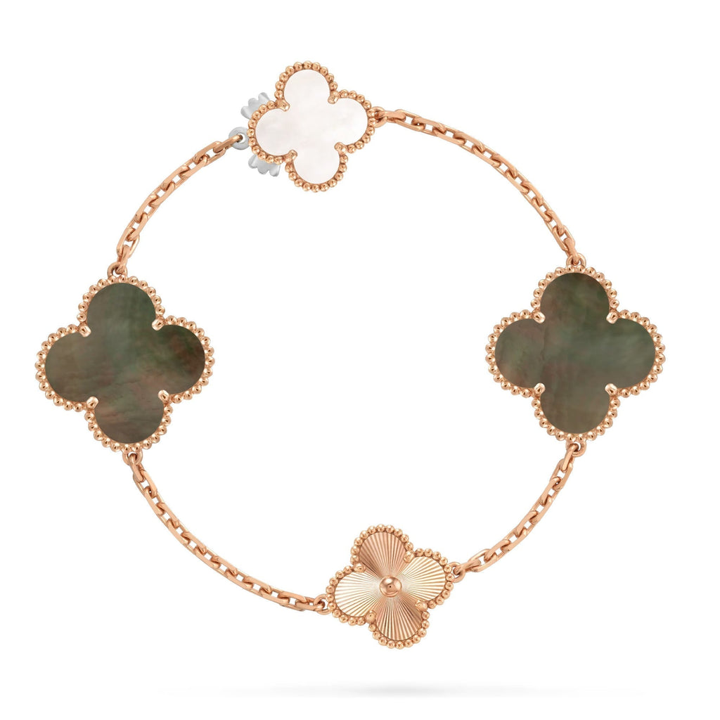 [LUXE JEWELRY]DETACHABLE CLOVER 15(11+4) FLOWER ROSE GOLD NECKLACE SET