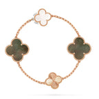 [LUXE JEWELRY]DETACHABLE CLOVER 15(11+4) FLOWER ROSE GOLD NECKLACE SET