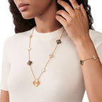 [LUXE JEWELRY]DETACHABLE CLOVER 15(11+4) FLOWER ROSE GOLD NECKLACE SET