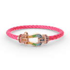 [LUXE JEWELRY]FORCE LARGE HORSESHOE  COLORED DIAMOND BRACELET ROSE GOLD