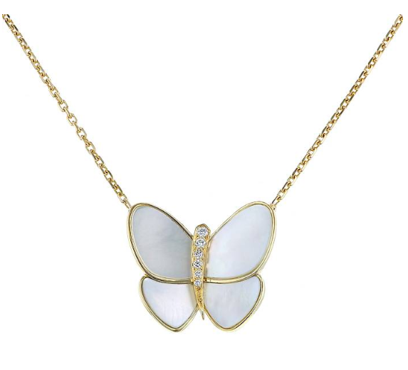 [LUXE JEWELRY]BUTTERFLY GOLD MOP DIAMOND NECKLACE