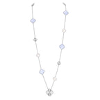 [LUXE JEWELRY]DETACHABLE CLOVER 15(11+4) FLOWER SILVER NECKLACE SET