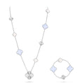[LUXE JEWELRY]DETACHABLE CLOVER 15(11+4) FLOWER SILVER NECKLACE SET