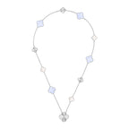 [LUXE JEWELRY]DETACHABLE CLOVER 15(11+4) FLOWER SILVER NECKLACE SET