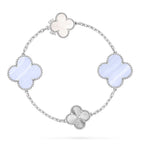 [LUXE JEWELRY]DETACHABLE CLOVER 15(11+4) FLOWER SILVER NECKLACE SET
