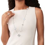 [LUXE JEWELRY]DETACHABLE CLOVER 15(11+4) FLOWER SILVER NECKLACE SET