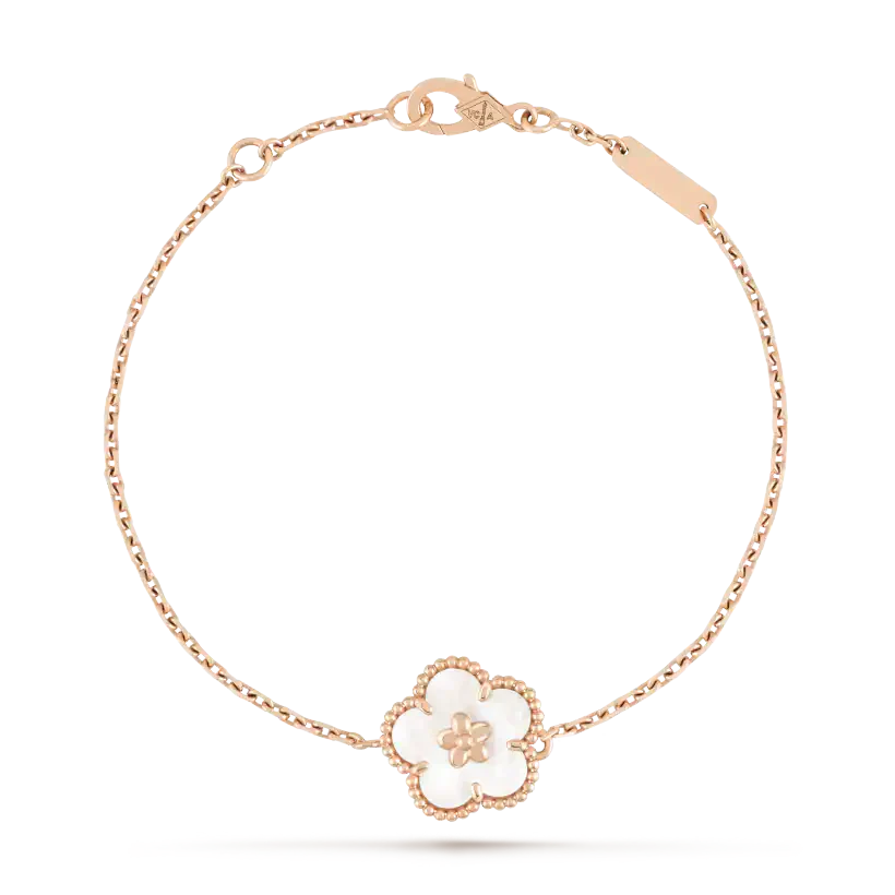 [LUXE JEWELRY]LUCKY WHITE MOP PLUM BLOSSOM  BRACELET