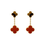 [LUXE JEWELRY]CLOVER  2 MOTIF  TIGER EYE CARNELIAN EARRINGS