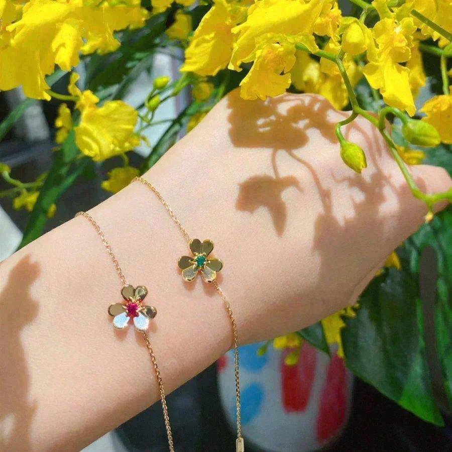 [LUXE JEWELRY]FRIVOLE GOLD FLOWER PINK MALACHITE BRACELET