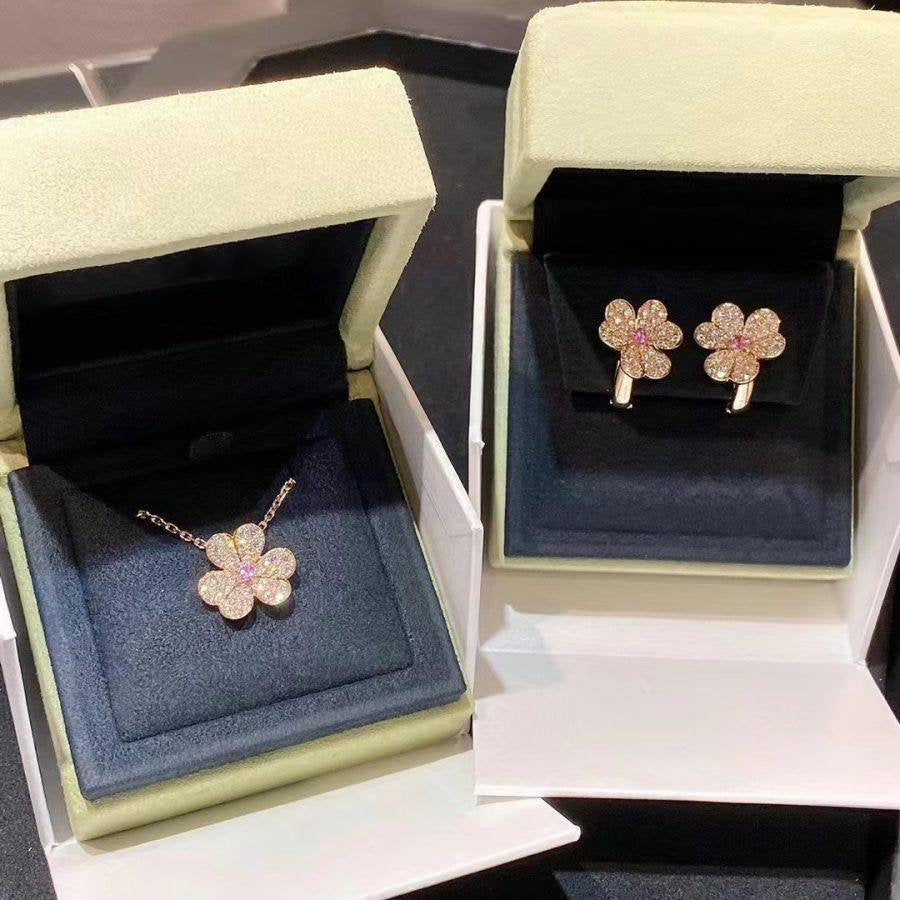 [LUXE JEWELRY]FRIVOLE PINK GOLD FLOWER DIAMOND EARRINGS
