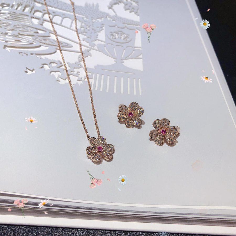 [LUXE JEWELRY]FRIVOLE PINK GOLD FLOWER DIAMOND EARRINGS