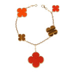 [LUXE JEWELRY]CLOVER BRACELET 5 MOTIFS CARNELIAN TIGER EYE