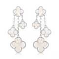[LUXE JEWELRY]CLOVER EARRINGS WHITE MOP 4 MOTIFS SILVER