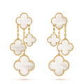 [LUXE JEWELRY]CLOVER EARRINGS WHITE MOP 4 MOTIFS GOLD