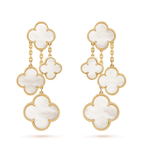 [LUXE JEWELRY]CLOVER EARRINGS WHITE MOP 4 MOTIFS GOLD