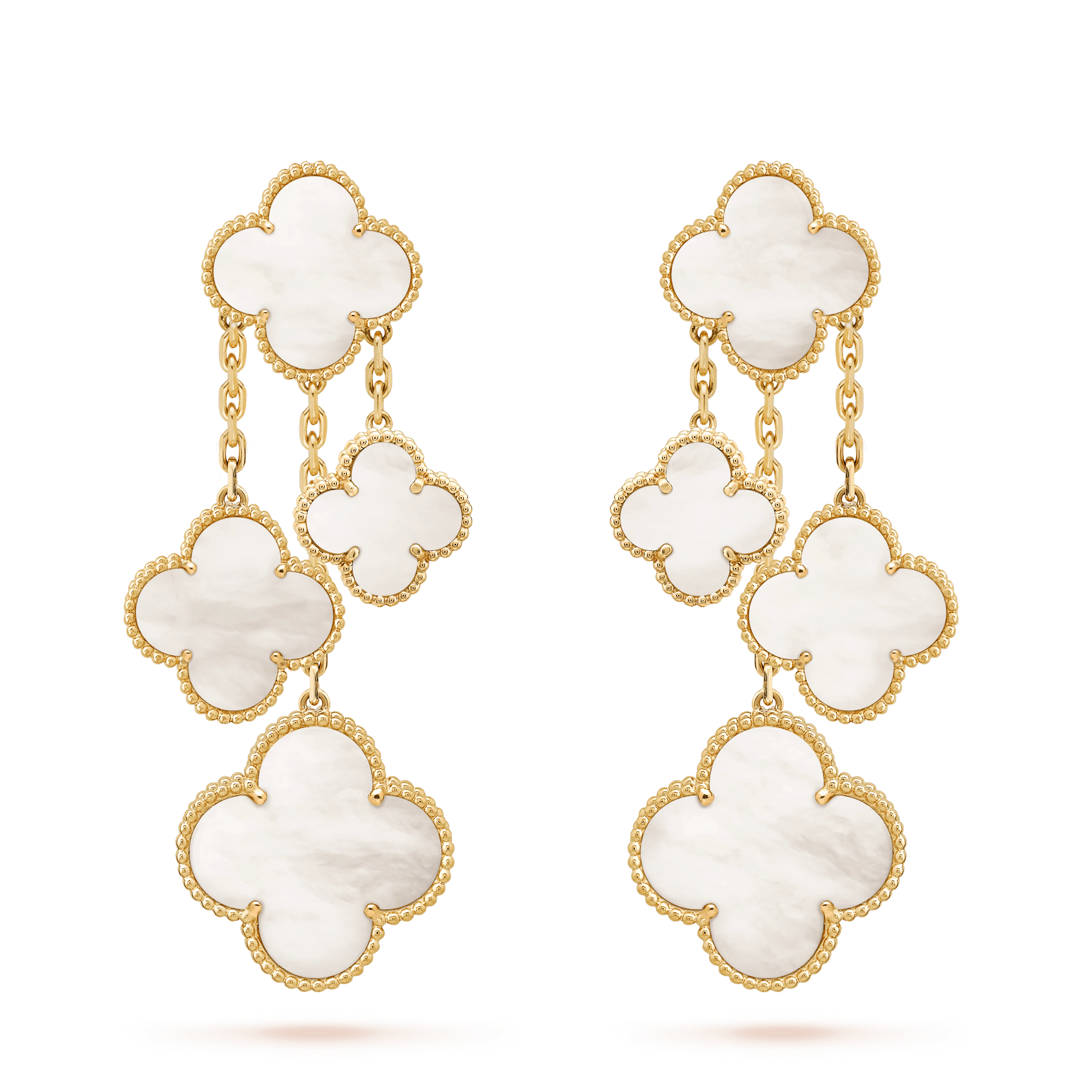 [LUXE JEWELRY]CLOVER EARRINGS WHITE MOP 4 MOTIFS GOLD