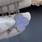 [LUXE JEWELRY]CLOVER SILVER CHALCEDONY BIG CLOVER NECKLACE