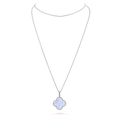 [LUXE JEWELRY]CLOVER SILVER CHALCEDONY BIG CLOVER NECKLACE