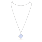 [LUXE JEWELRY]CLOVER SILVER CHALCEDONY BIG CLOVER NECKLACE